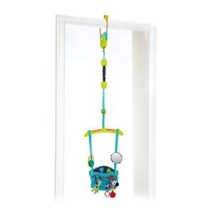 bright starts bounce 'n spring deluxe door jumper for baby with adjustable strap, 6 months and up, max weight 26 lbs