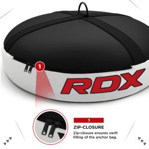 RDX Floor Anchor for Punch Bag Double end Speed ball, Non Tear Maya Hide Leather, Heavy Duty D Ring, Easy Zipper Closure, Maximum Swing Reduction for Boxing MMA, Muay Thai, Kickboxing Training Bags