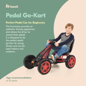 Hauck Hurricane Racing Go Kart w/ Low Profile Rubber Tires & Handbrake for Rear Wheels - Ride On Toy designed for Kids Ages 4-10 years