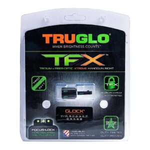 TRUGLO TFX Handgun Sight | Durable Shock-Resistant Compact Brightly Glowing Tritium & Fiber-Optic Xtreme Day/Night Sight, Compatible with Glock Suppressor Height Low Handguns