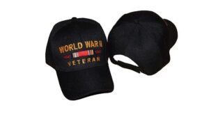 aes embroidered black world war 2 ii (1941-1945) veteran military baseball hat cap