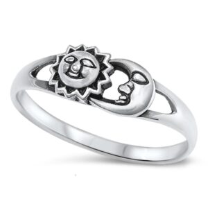 Sun Moon Universe Space Fashion Ring New .925 Sterling Silver Band Size 7