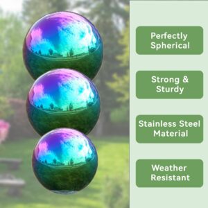 Lily's Home Gazing Globe Mirror Ball in Rainbow Stainless Steel - 10 Inch