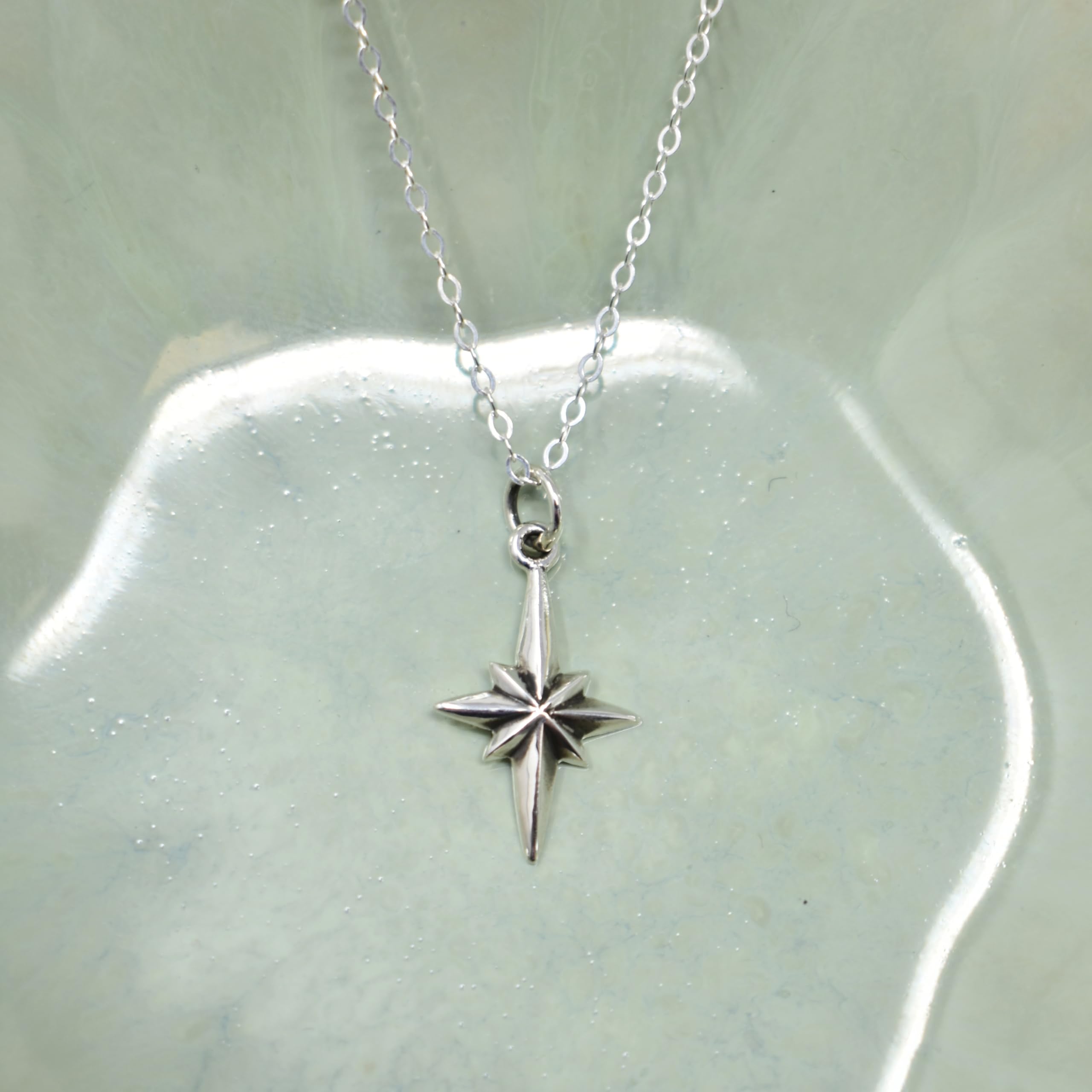 North Star Compass Necklace in Sterling Silver on an 18 Inch Sterling Silver Cable Chain. Enjoy The Journey Necklace. Graduation Gift. Retirement Gift For Woman