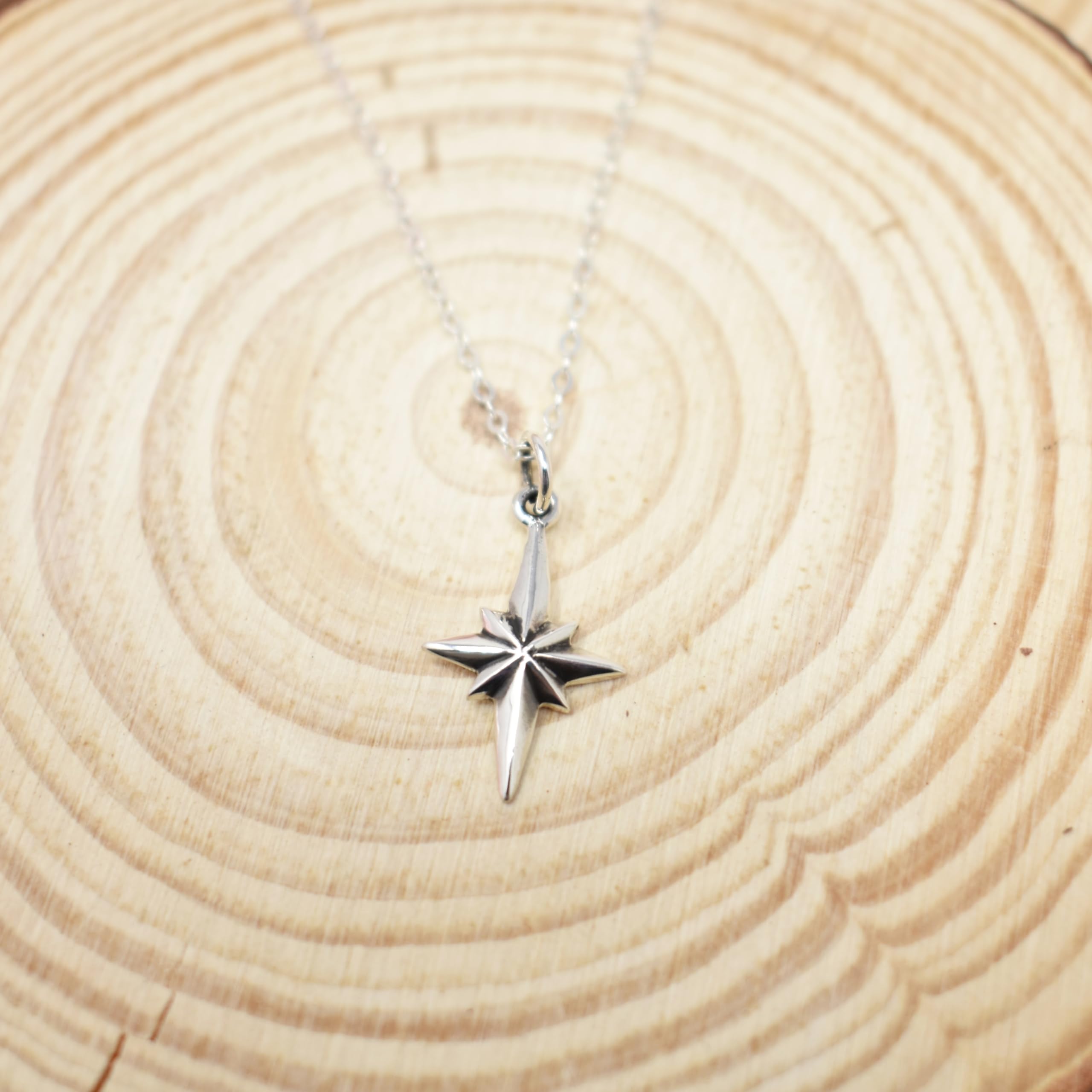 North Star Compass Necklace in Sterling Silver on an 18 Inch Sterling Silver Cable Chain. Enjoy The Journey Necklace. Graduation Gift. Retirement Gift For Woman