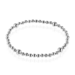 aeravida sleek elastic sterling silver beads stretch bracelet | cute trendy bangle bracelets for women | jewelry gifts for women and daughter