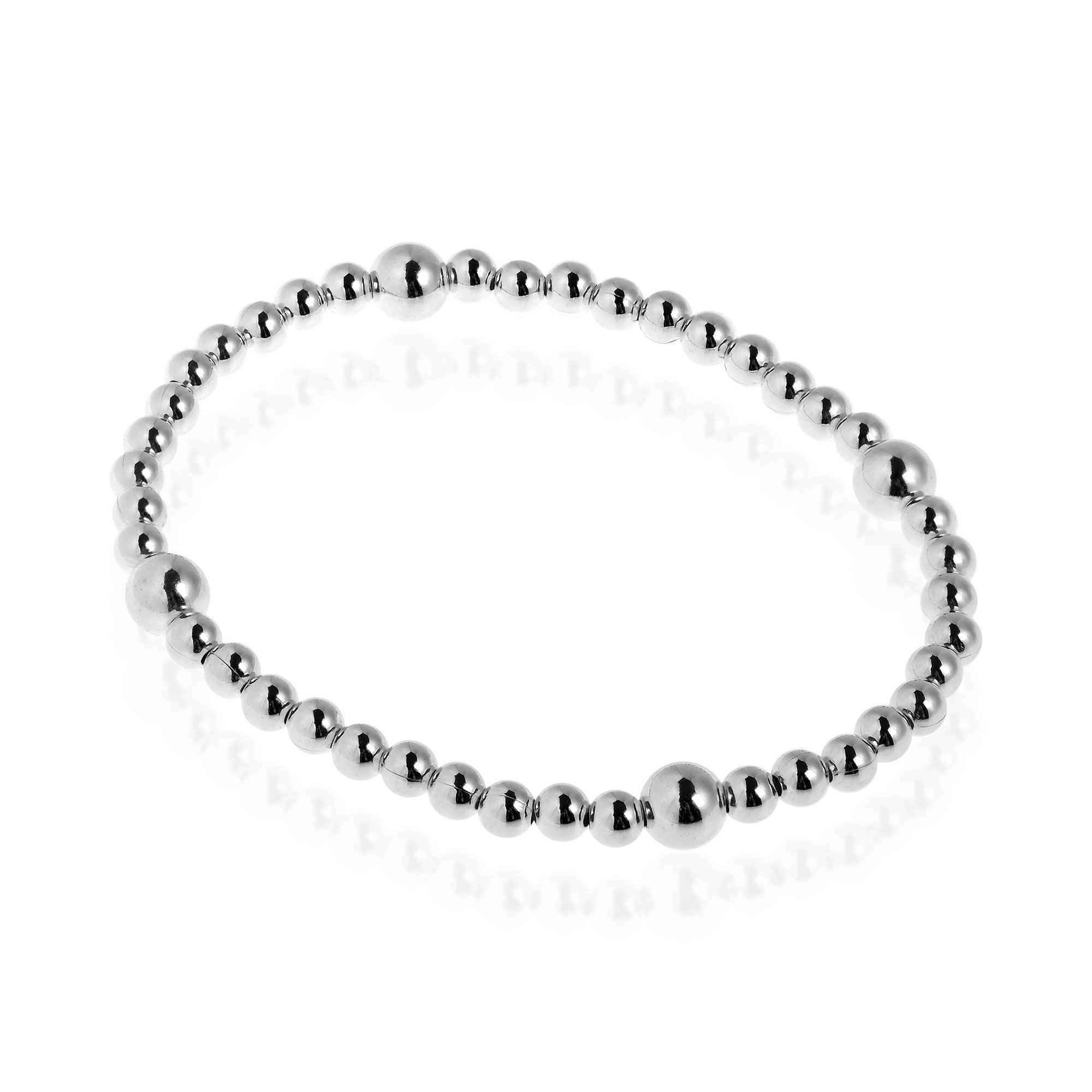 AeraVida Sleek Elastic Sterling Silver Beads Stretch Bracelet | Cute Trendy Bangle Bracelets for Women | Jewelry Gifts for Women and Daughter