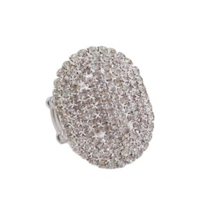 Aoxmas Women Adorable Crystal Rhinestones Oval Design Stretch Fashion Ring Shinning Silver Plated