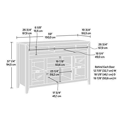 Sauder Dakota Pass Entertainment/Fireplace Credenza, For TV's up to 60", Craftsman Oak finish