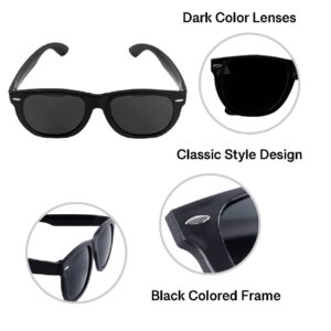 Super Z Outlet Plastic Black Vintage Retro Style Sunglasses Shades Eyewear for Party Prop Favors, Decorations, Toy Gifts (12 Pairs)