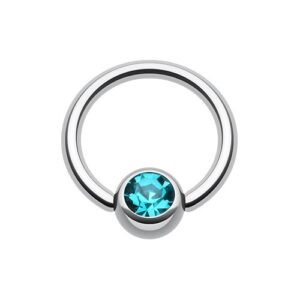 wildklass jewelry gem ball steel captive bead ring 16g 3/8" (10mm) (teal)