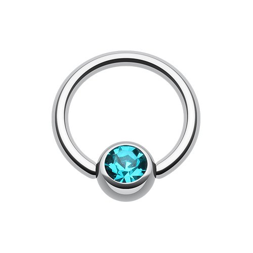 WildKlass Jewelry Gem Ball Steel Captive Bead Ring 16G 3/8" (10mm) (Teal)