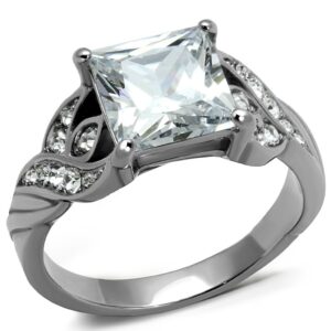 marimor jewelry women's 3.09 carat princess cut zirconia stainless steel engagement ring size 10