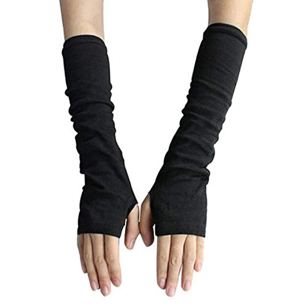 UPSTORE Fingerless Elastic Arm Sleeve Winter Warmer Armsleeve Cuff for Ladies Women Girl Color Light Grey (Black)