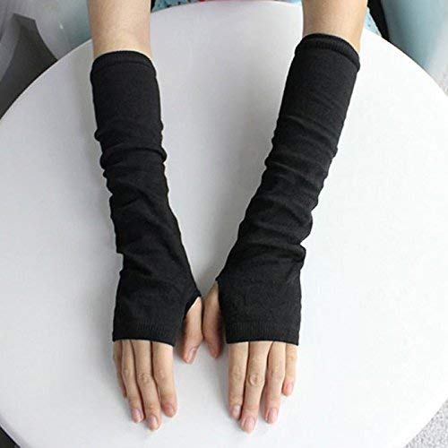 UPSTORE Fingerless Elastic Arm Sleeve Winter Warmer Armsleeve Cuff for Ladies Women Girl Color Light Grey (Black)