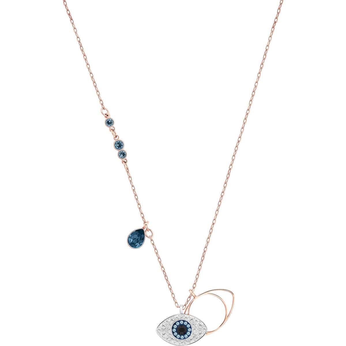 SWAROVSKI women Crystal Duo Evil Eye Rose Gold-Plated Necklace