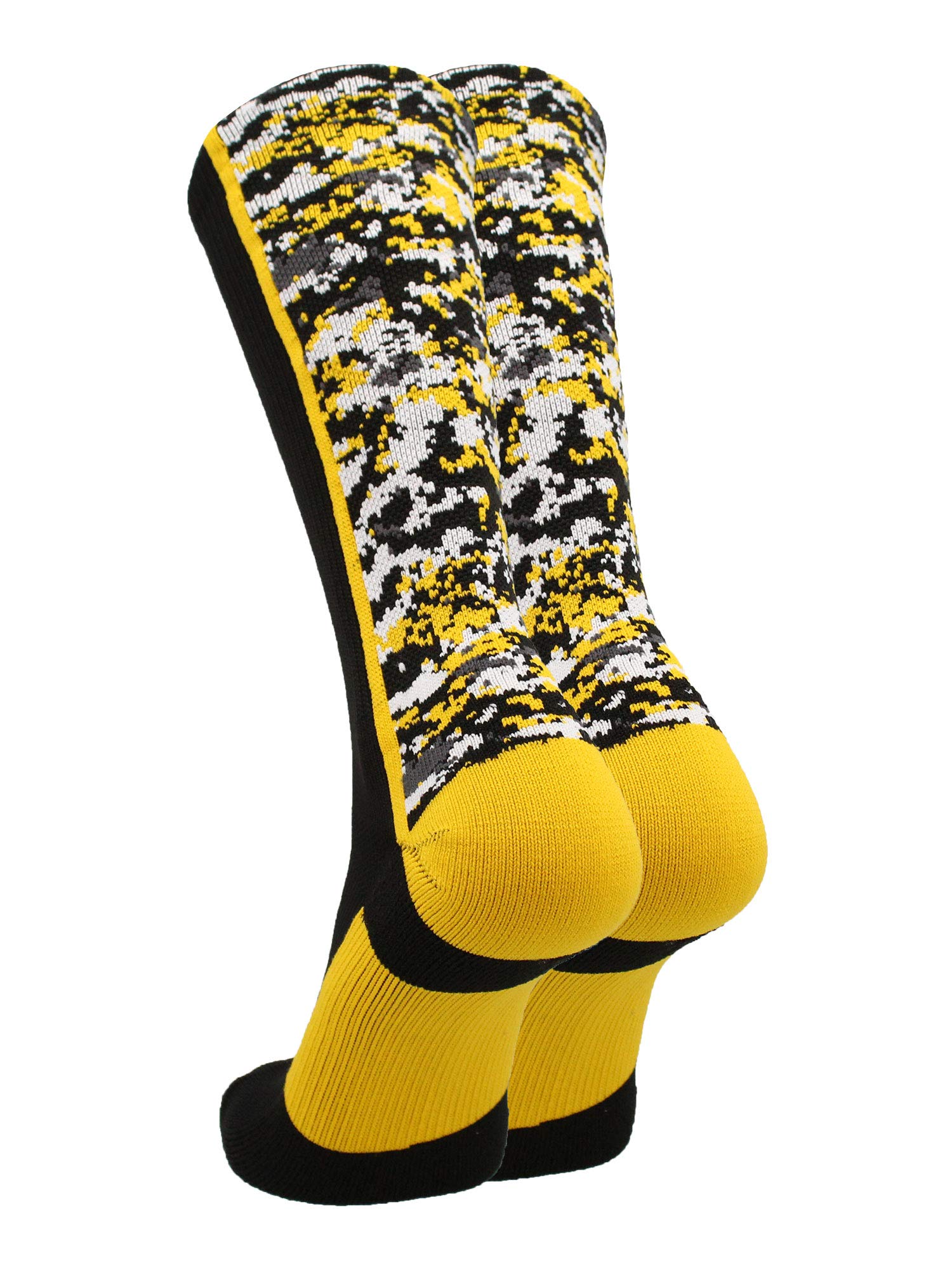 TCK Digital Camo Crew Socks (Black/Gold, Small)