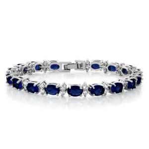 gem stone king 20.00 ct gorgeous oval and round 7 inch sparkling cubic zirconia cz tennis bracelet for women