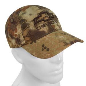 Chevrolet 3D Bowtie Tactical Camo Cap with USA Embroidered Flag Hat (Brown)