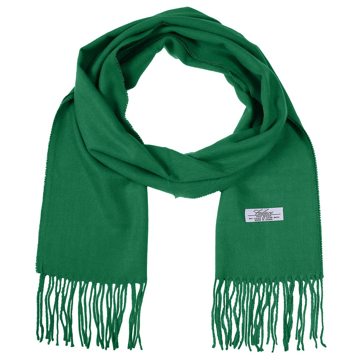 Falari Men Women Unisex Cashmere Feel Scarf 78" X 12" Solid Color Kelly Green A19-22