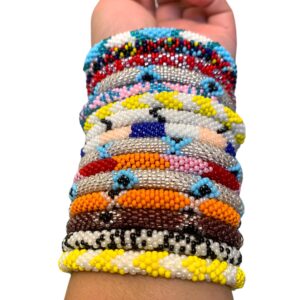 goldenlines 12 Random Mix Crochet Glass Seed Bead Bracelet Nepal Bracelet (ONE Dozen)