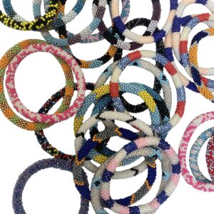 goldenlines 12 Random Mix Crochet Glass Seed Bead Bracelet Nepal Bracelet (ONE Dozen)