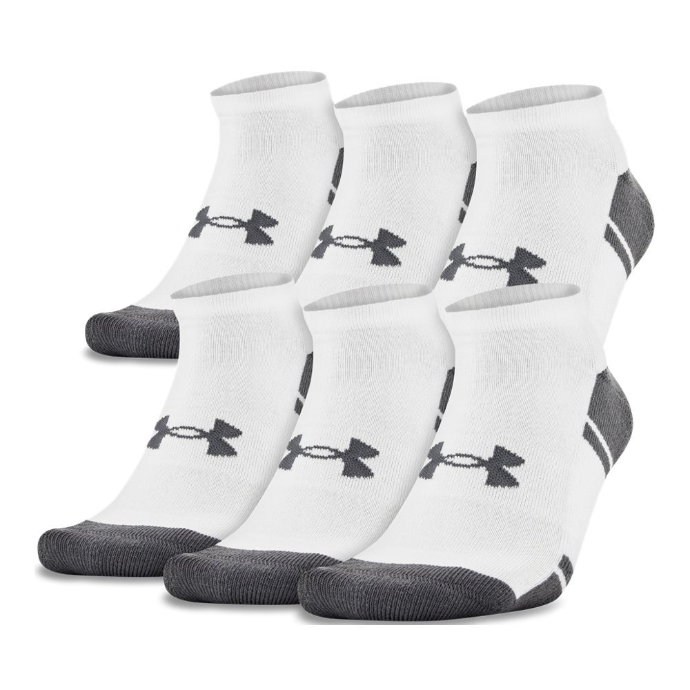 Under Armour Adult Resistor 3.0 No Show Socks, Multipairs , White/Graphite (6-Pairs) , X-Large