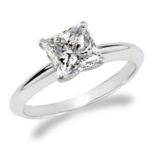 houston diamond district - near 1/2 carat princess cut diamond solitaire engagement ring 14k white gold h-i, si1-si2, 0.45 c.t.w