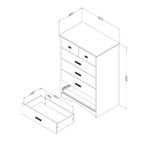 South Shore Tiara 5-Drawer Dresser, Pure White with Jewel-Like Handles