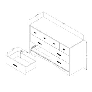 South Shore Tiara 6-Drawer Double Dresser, Pure White with Jewel-Like Handles