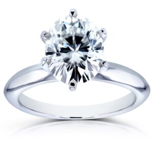 kobelli oval moissanite solitaire engagement ring 2 1/10 ctw 14k white gold, size 8.5