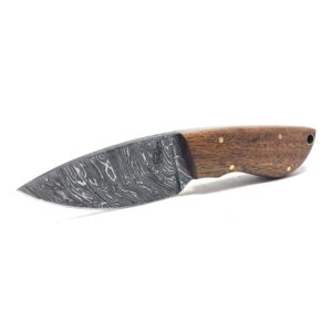 BucknBear Custom Handmade Fixed Blade Damascus Mini Skinner Knife (Walnut Wood handle)