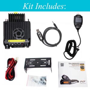 TYTTH-9000D Car Mobile Transceiver 60W VHF 2M 146MHz Ham Radio 2 Way Radio with USB Programming Cable, Black