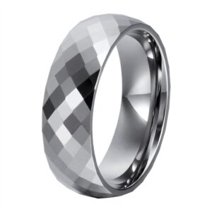 l-ring 8mm tungsten comfort fit wedding band ring multi faceted high polish dome ring, size 6-14(9)