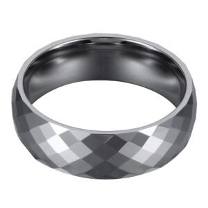 L-Ring 8MM Tungsten Comfort Fit Wedding Band Ring Multi Faceted High Polish Dome Ring, Size 6-14(9)