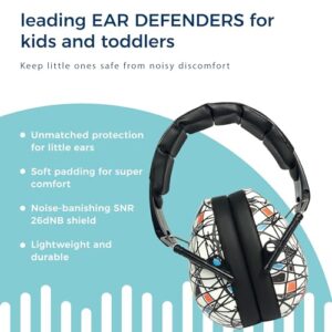 BANZ Kids Headphones – Hearing Protection Earmuffs For Children – ADJUSTABLE headband to fit all ages – Protect Kids Ears – Block Noise – Fireworks – Sporting Events – Concerts – Movies (Squiggle)