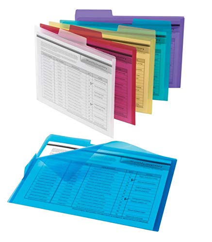 Office Depot Poly Project Tab Folders, Letter Size, Assorted Colors, Pack Of 6, 9108