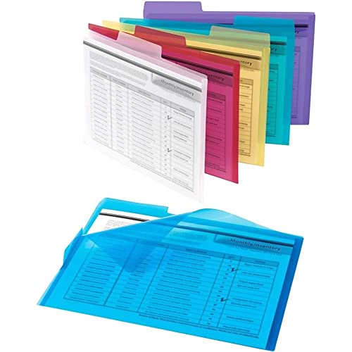 Office Depot Poly Project Tab Folders, Letter Size, Assorted Colors, Pack Of 6, 9108