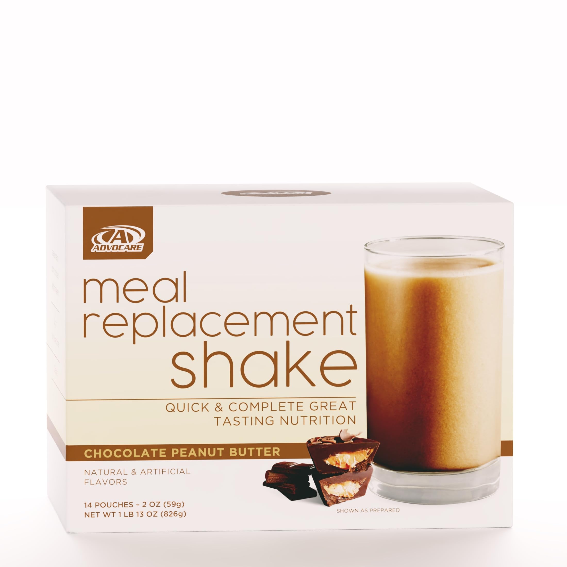 AdvoCare Meal Replacement Shake - Protein Shakes - Liquid Meal Supplement - Advocare Meal Replacement Shakes - Convenient Meal Drink - Chocolate Peanut Butter Flavor - 14 Pouches