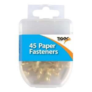 tiger stationery essential paper fasteners (pack of 45) (one size) (brass)