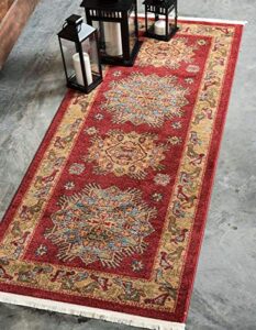 unique loom sahand collection traditional geometric classic red runner rug (2' 7 x 6' 7)