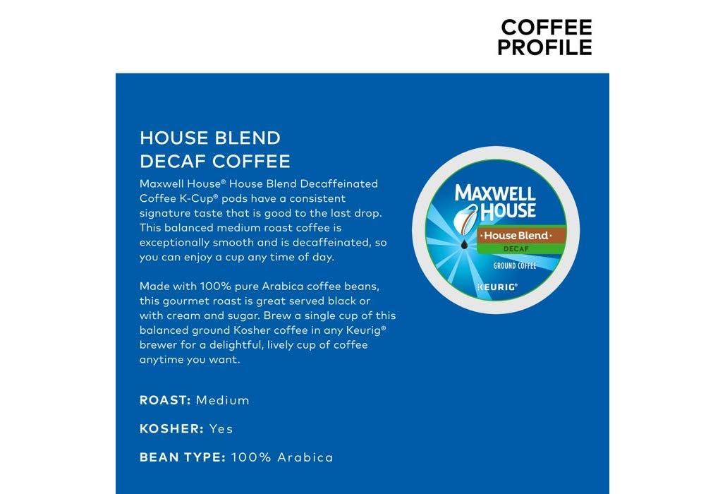 Maxwell House House Blend Decaf Coffee K-Cups, 24 Count (Pack of 2)