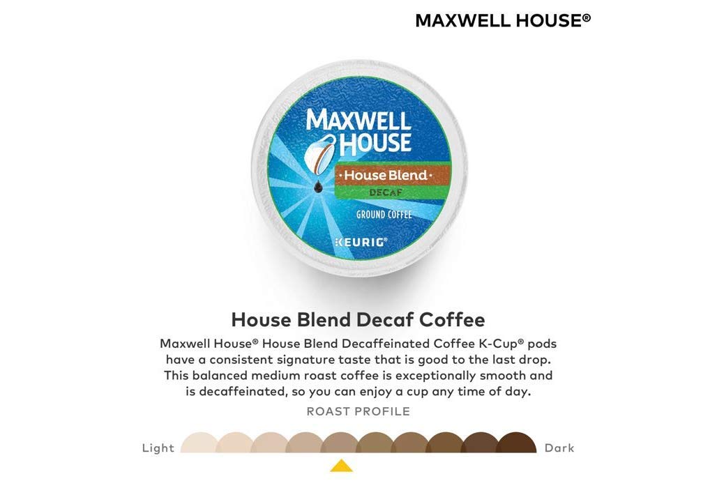 Maxwell House House Blend Decaf Coffee K-Cups, 24 Count (Pack of 2)