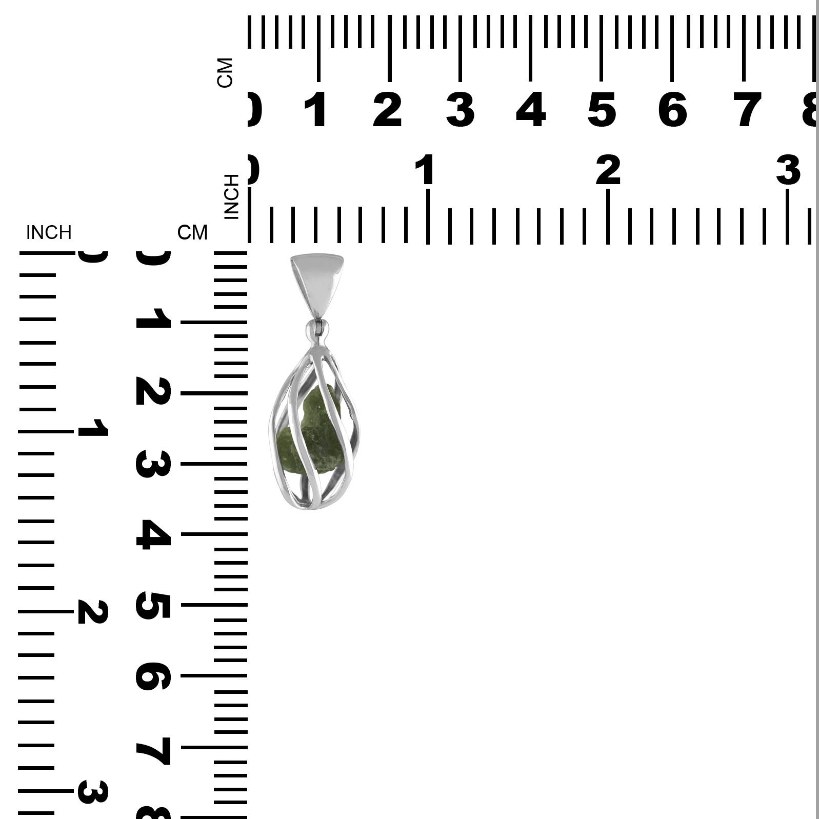 Starborn Natural Moldavite Pendant in Sterling Silver Cage