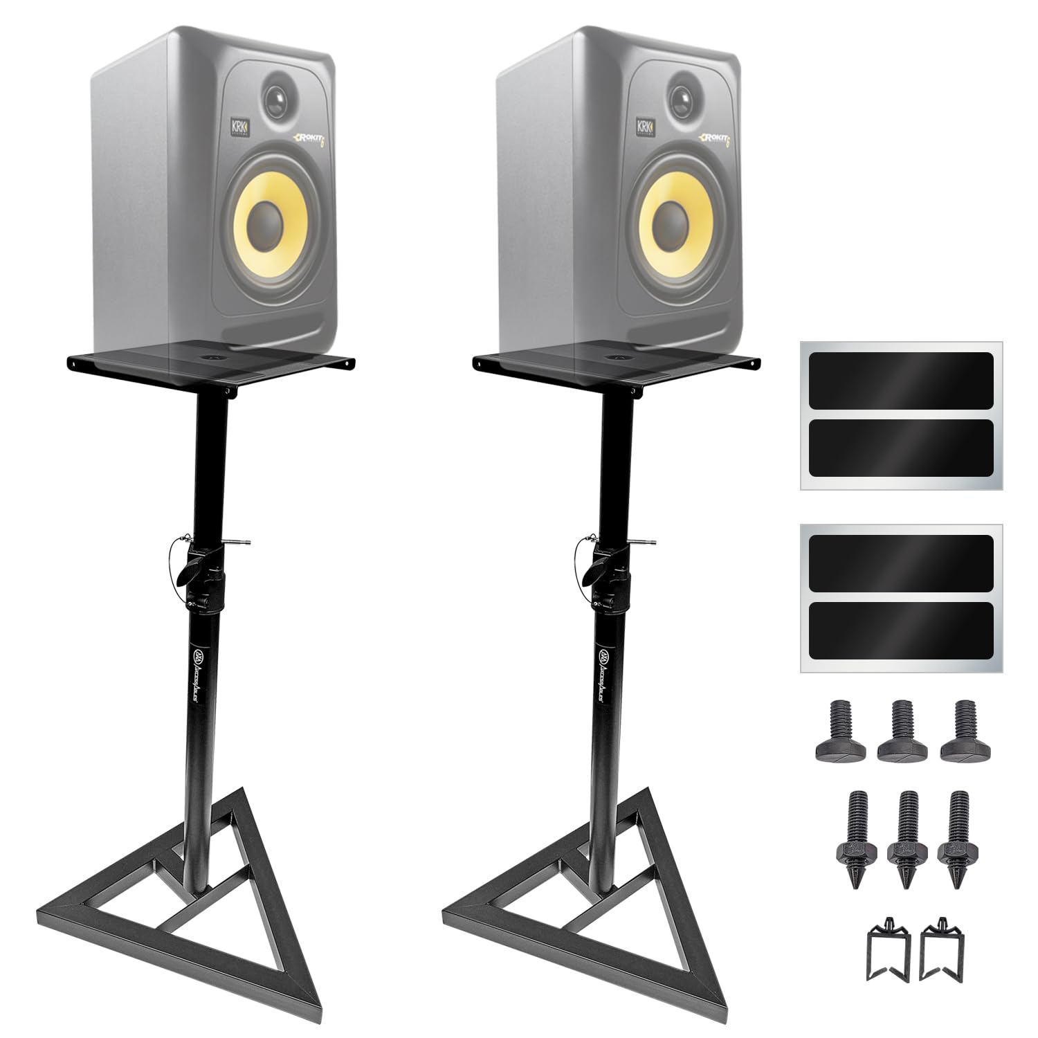 AxcessAbles Adjustable Studio Monitor Stands (Pair)| Large Recording Studio Monitor Floor Standing Stand | Studio Speaker Stands Compatible with JBL, Yamaha, KRK Rokit Speaker Monitors (SMS-101)