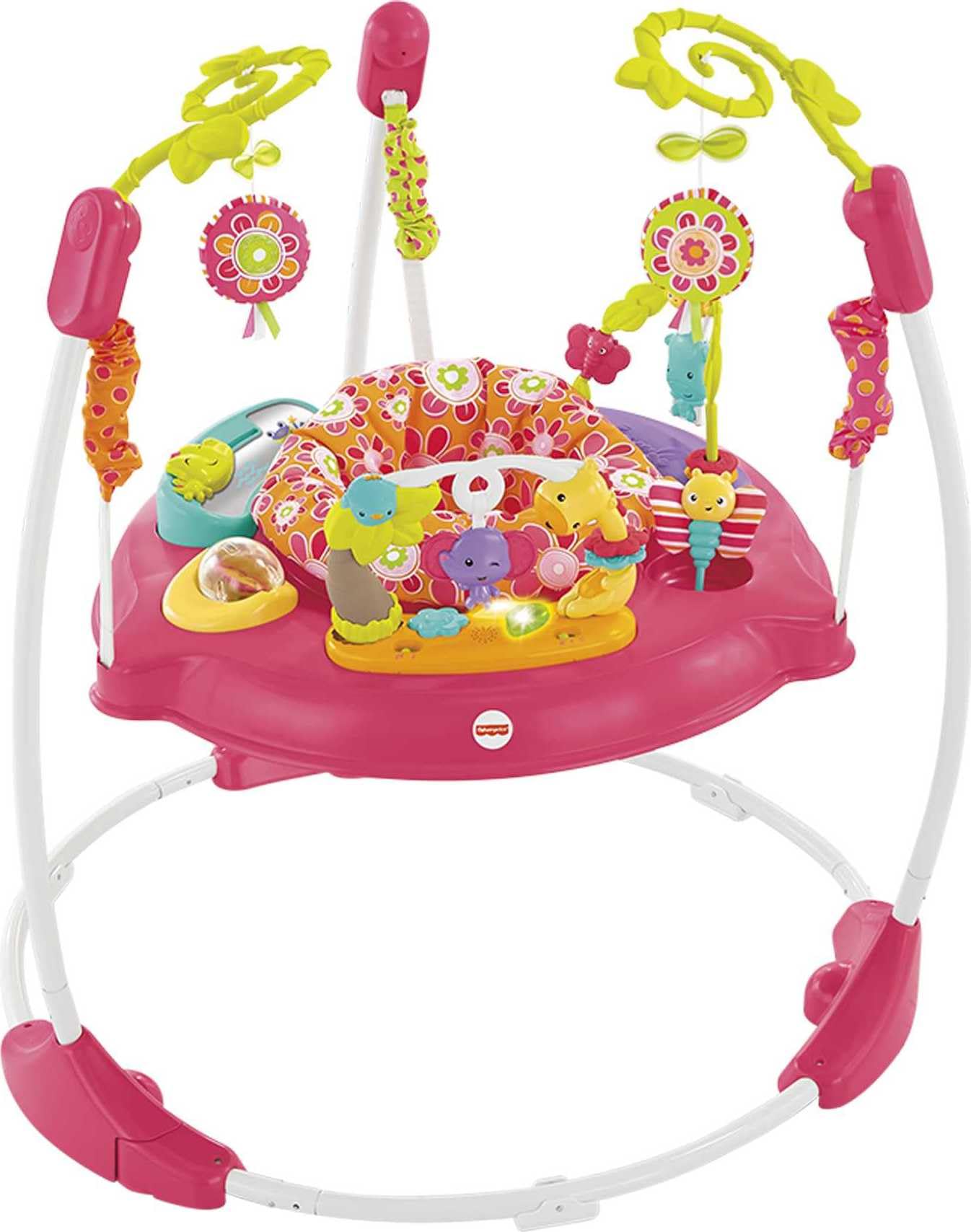 Fisher-Price Baby Bouncer Pink Petals Jumperoo Activity Center with Music Lights Sounds and Developmental Toys