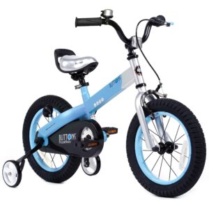 royalbaby boys girls kids bike 12 inch matte button bicycles with training wheels child bicycle blue