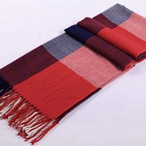 Wander Agio Women's Fashion Long Shawl Big Grid Winter Warm Lattice Large Scarf Orange Red Winter