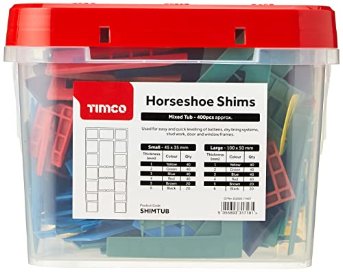 TimCo SHIMTUB Assorted Horseshoe Plastic Shims Tub, 1 to 6mm, 400 count