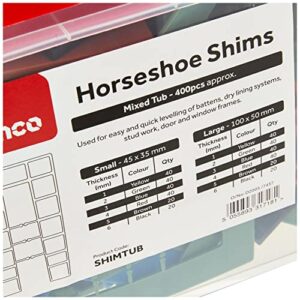 TimCo SHIMTUB Assorted Horseshoe Plastic Shims Tub, 1 to 6mm, 400 count